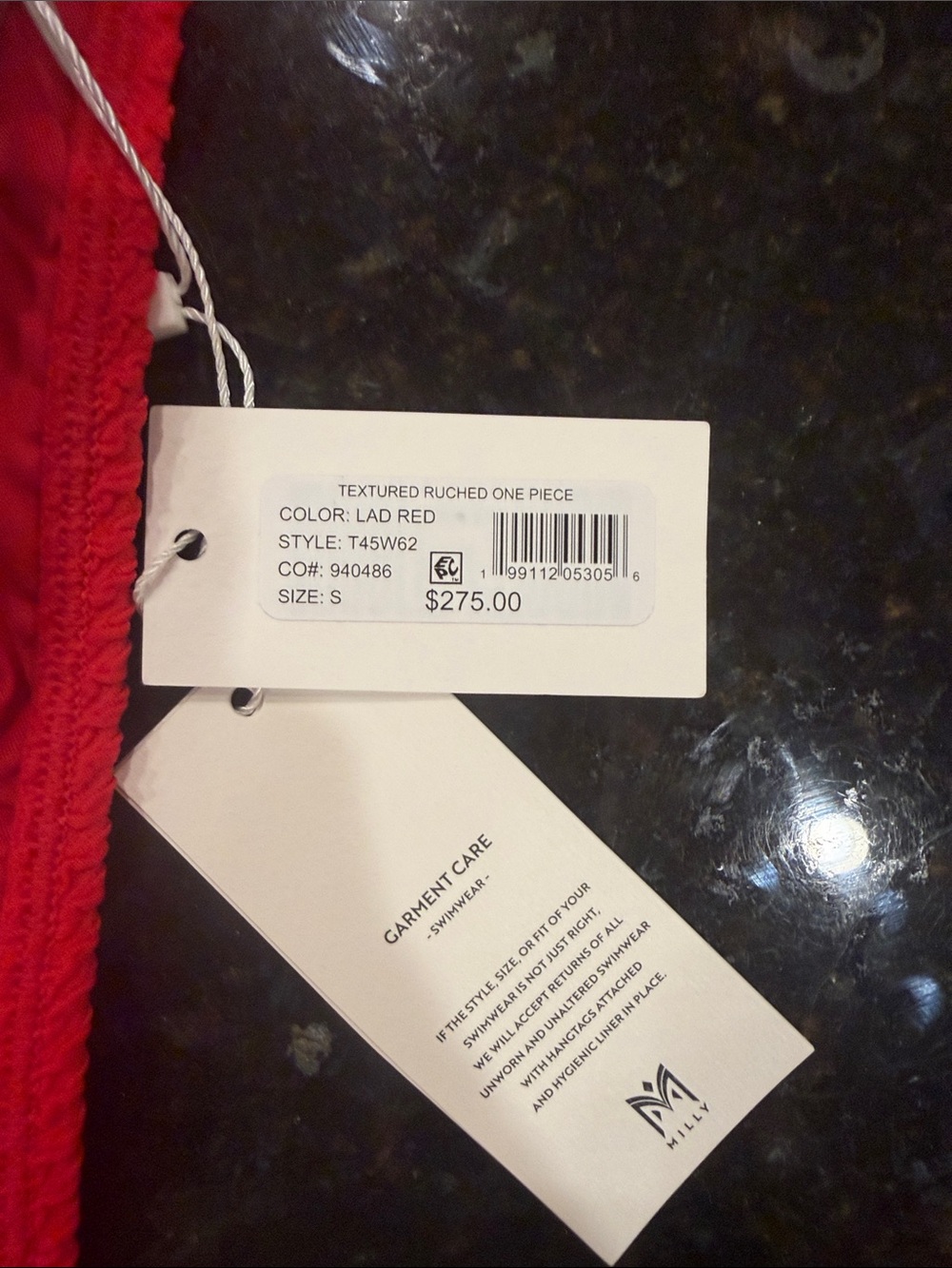 MILLY Textured Ruched One Piece - Picture 4 of 4